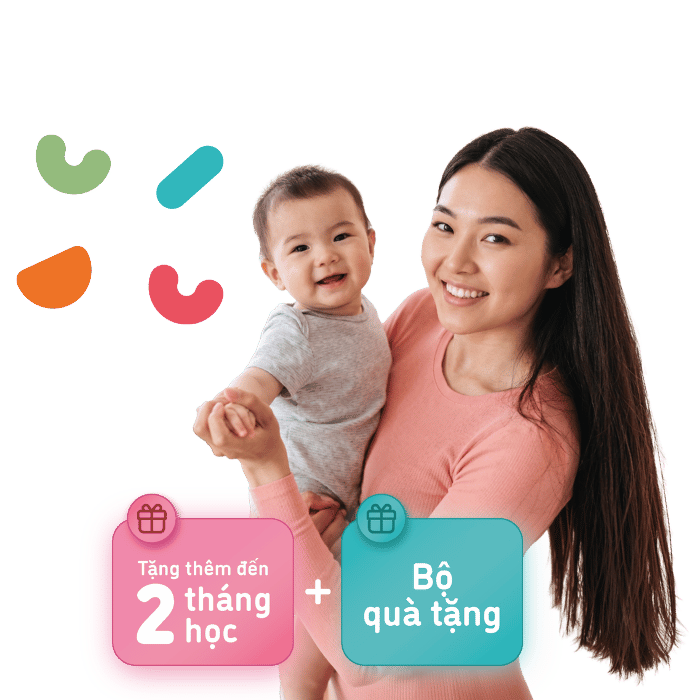 Mẹ bế bé cùng ưu đãi: tặng thêm đến 2 tháng học và bộ quà tặng khi đăng ký Kids&Us